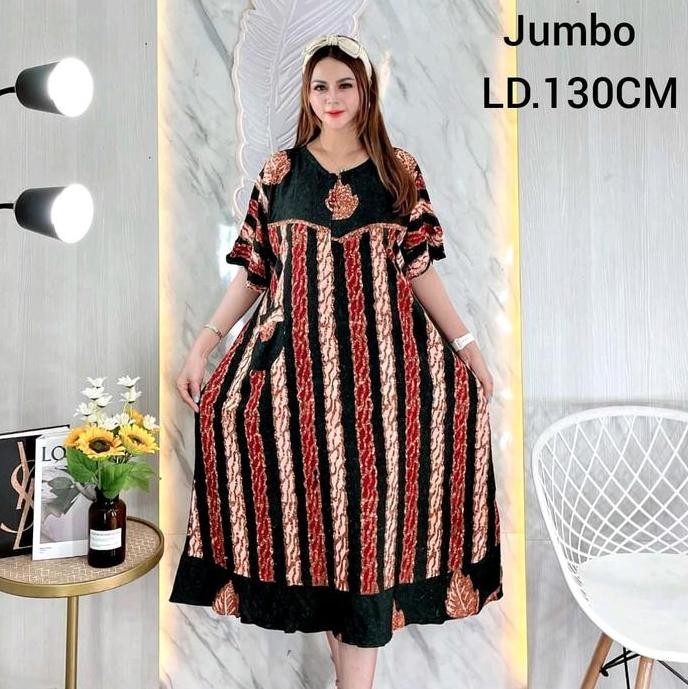 baru daster klok motif batik cap jumbo cocok buat bumil  lingkar dada 130 cm berkancing depan busui 