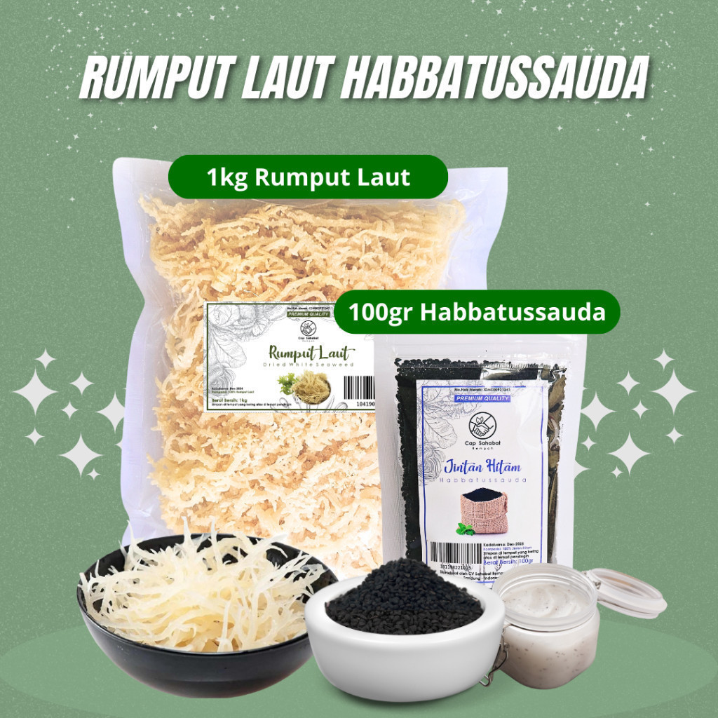 

Rumput Laut Habbatussauda / Resep Salep Rumput Laut / JSR / 100% PREMIUM QUALITY