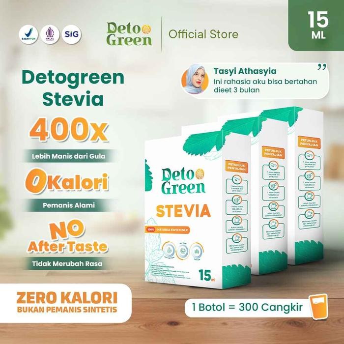 

terbaru !!! detogreen stevia paket 3 pengganti gula 15 ml ready