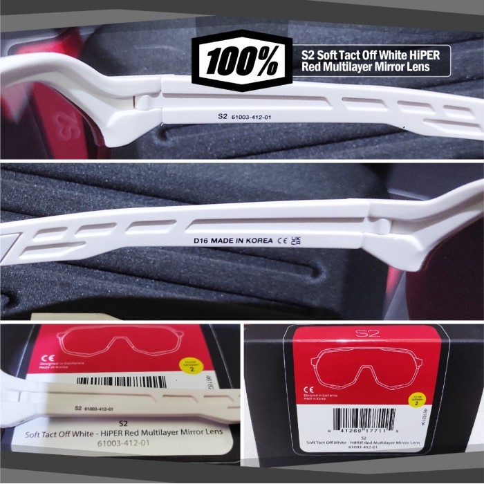 Sunglasses 100% S2 Soft Tact Off White HiPER Red Multilayer Mirror