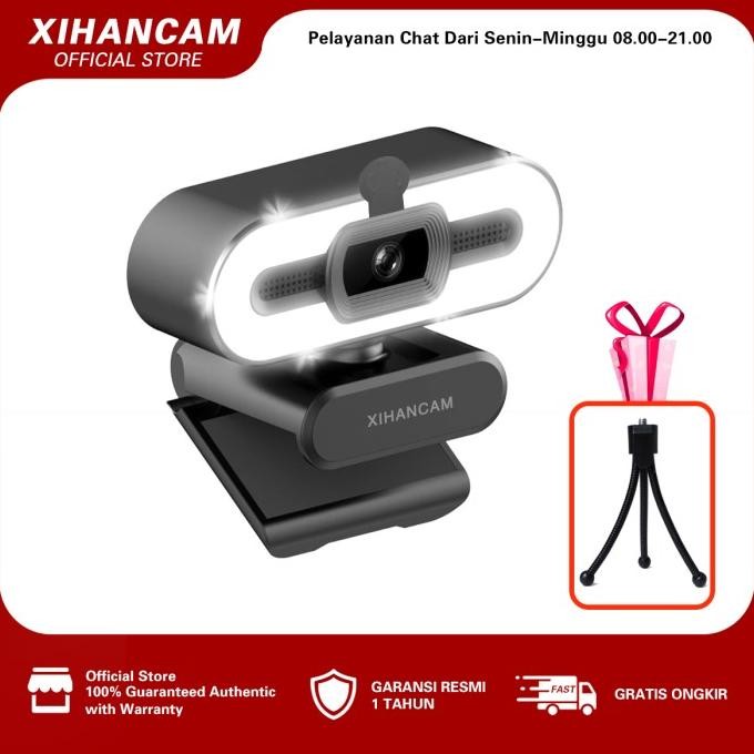 XIHANCAM 1080P Webcam Pc Ring Light Kamera Webcam laptop untuk zoom Stok Terbatas