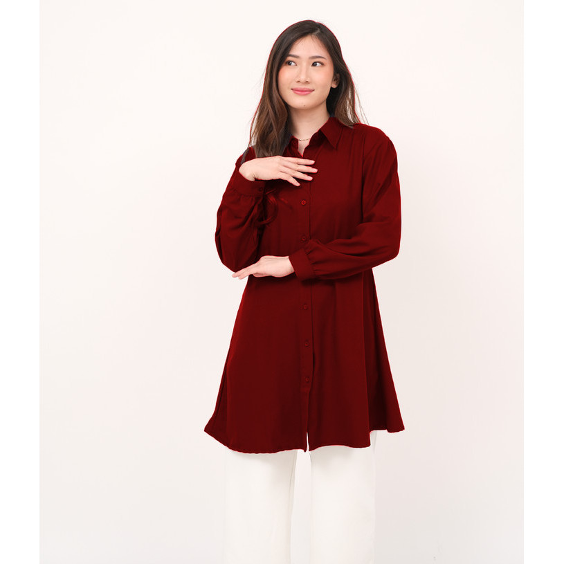 Kemeja Wanita Dewasa Tunik Muslimah Polos Moscrepe Nhm