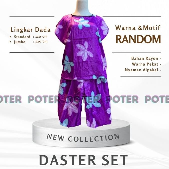 baru daster setelan celana pendek baju pakaian tidur piyama super jumbo motif rayon one set gogo rem
