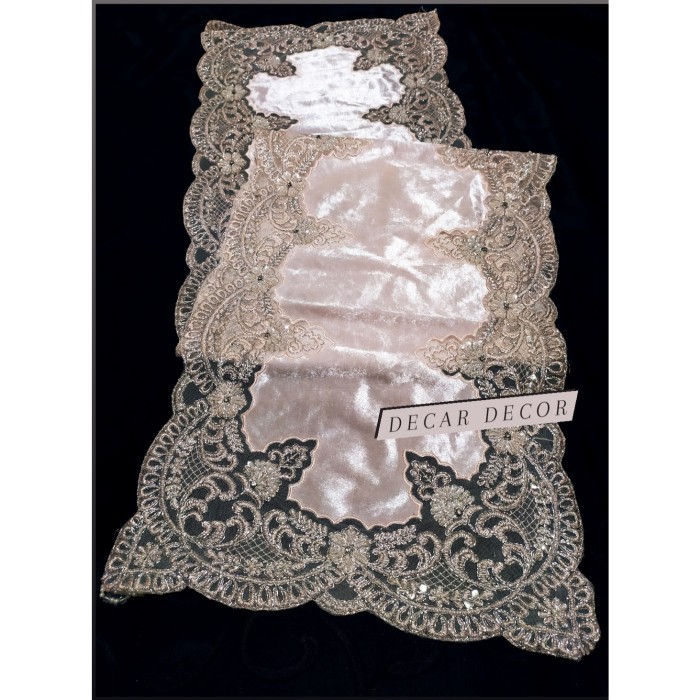 Table Runner Taplak Meja Tamu Panjang Taplak Meja Bludru Import Mewah