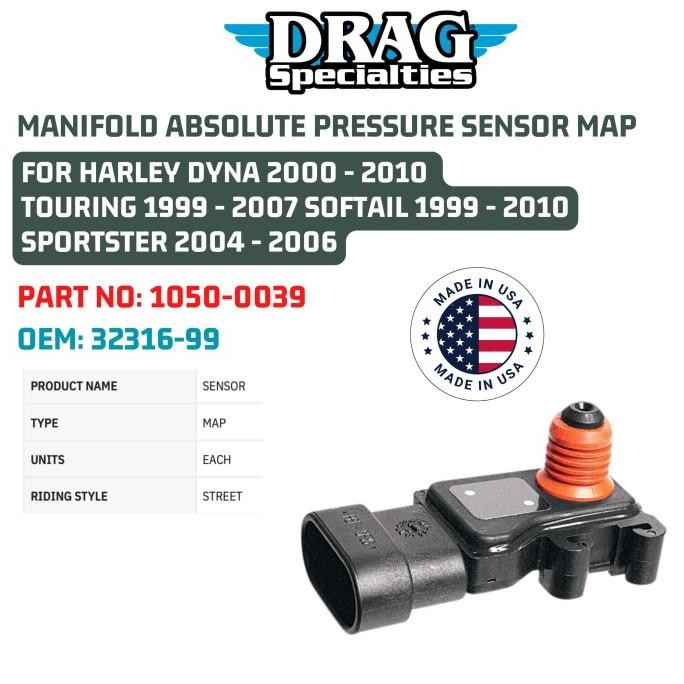 

DRAG MANIFOLD PRESSURE SENSOR MAP HARLEY 1050-0039 OEM 3231699 STOK TERBATAS