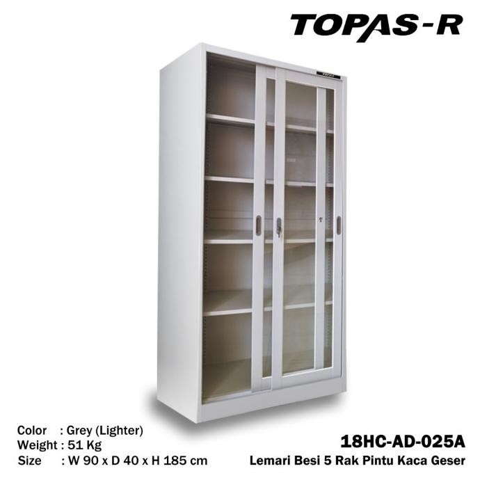 

TERMURAH - Lemari Besi Penyimpanan Berkas 5 Rak 2 Pintu Kaca Geser Sliding