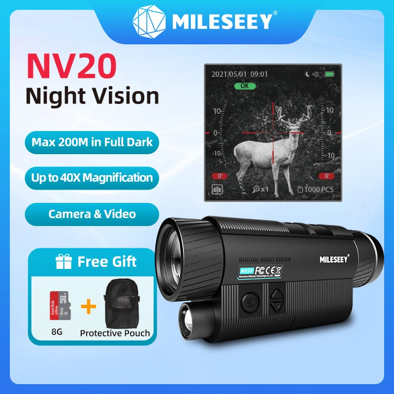 JEBA Mileseey NV20 Infrared Night Vision Device Monocular Camera Outdoor Digital Telescope with Day 