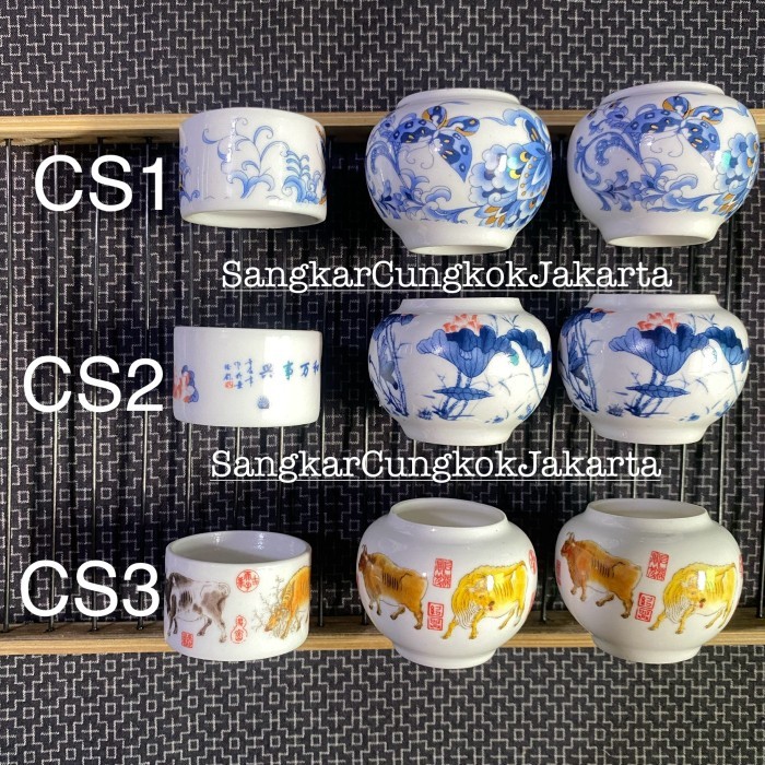 Cepuk keramik Burung Sedang Tieumi Srdc Branjangan Set 3pcs Ori Cungko