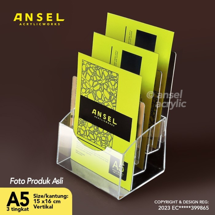 

PROMO! ANSEL Tempat Brosur Akrilik 3 Tingkat - A5 V - Display Tipe E 3 Susun