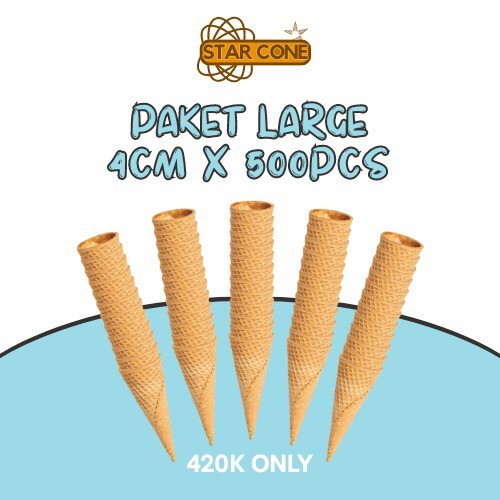 

PAKET STARCONE 500Pcs LARGE SUGAR WAFFLE CRUNCHdiameter 4cm-500pcs