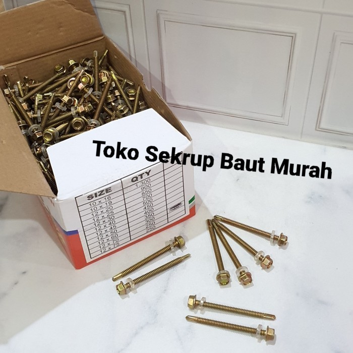 Baut Drilling / Roofing Screw / Driling Sds/Sekrup Baja Ringan 12x60