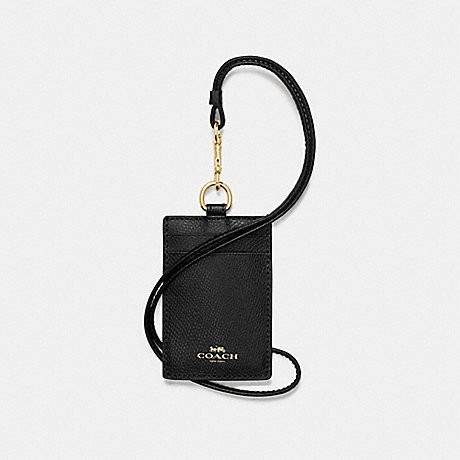 

PROMO! Coachh gantungan ID Card Lanyard Original Black gold metal logo kb