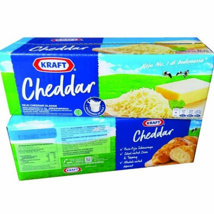 

KRAFT CHEDDAR 2KG, KEJU BLOK MUDAH DIPARUT U/ CAMPURAN MAKAN/MINUMAN,