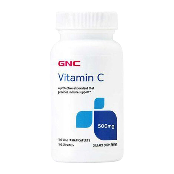

GNC Vitamins C 500Mg W/Ith Rose Hips 100Veg Caplets 100 per pack