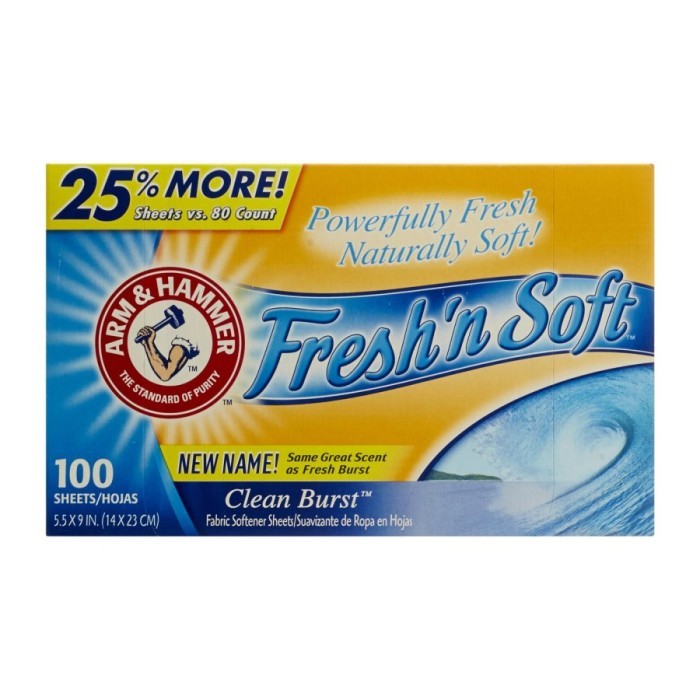 

Arm & Hammer Fresh'N Soft Dryer Sheets Fresh Burst 100 per pack