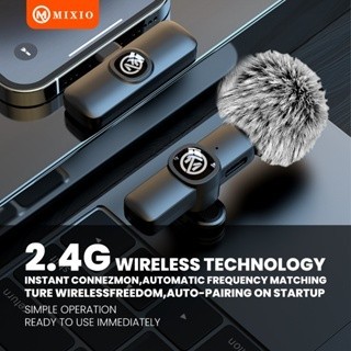 Paling Baik Mixio W13 W14 Mic Wireless Clip On Microphone Mikrofon Lavalier Hp Plug & Play