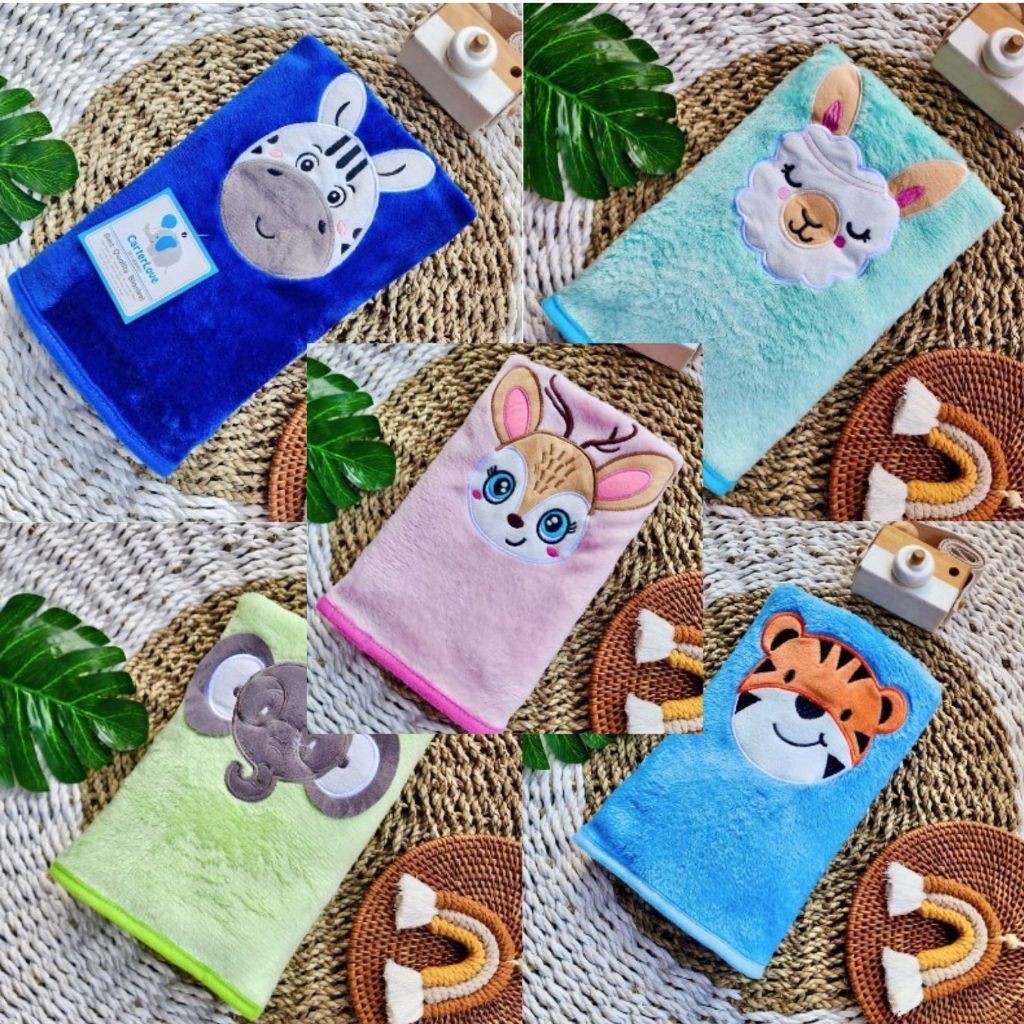 Handuk Bayi baby blanket lembut bordir gambar lucu