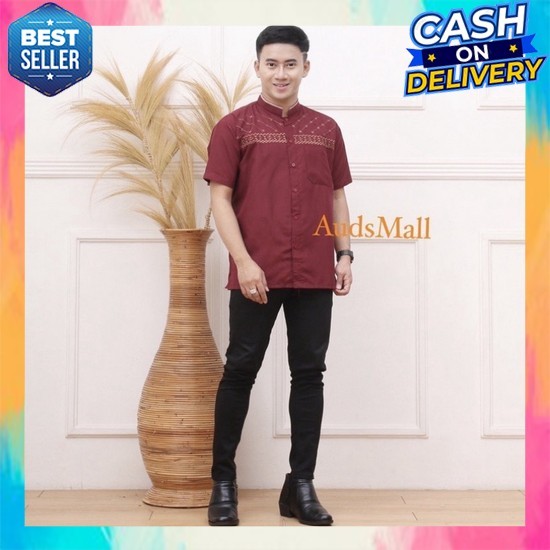 Koko Cowok Keren Remaja Pakaian Lebaran 2025 Bju Cwok Pria Mewah Kmja Muslim Hari Raya Lengan Panjan