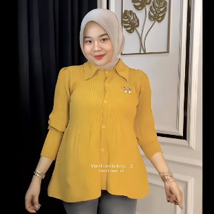Kemeja plisket wanita premium pleats blouse tisya