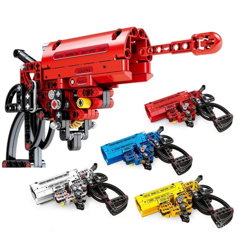 156Pcs Toy Gun Popgun Signal Gun Building Blocks Weapon Bricks Educational Shooting Toys for Boy Gif