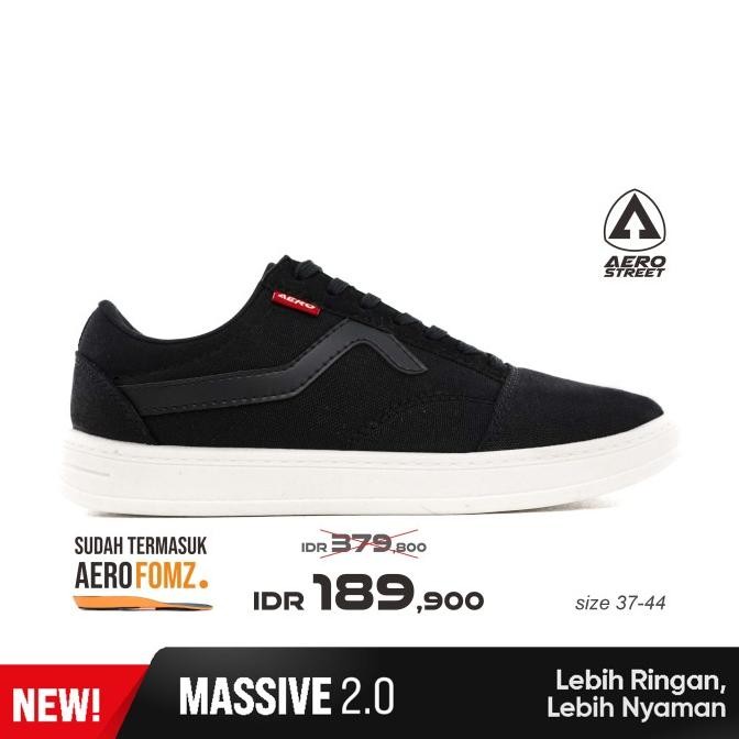 Aerostreet 37-44 Massive Low 2.0 Hitam Hitam -Sepatu