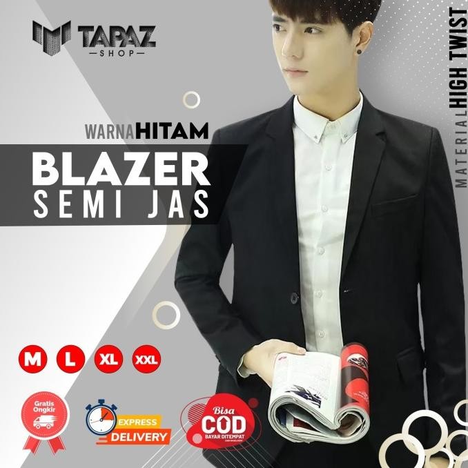 BLAZER BOSS / BLAZER HITAM POLOS / BLEZER PRIA POLOS / ALMAMATER