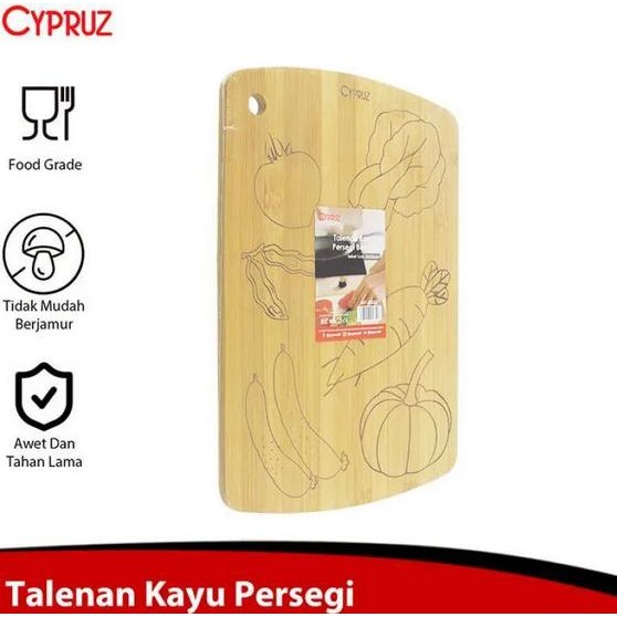 Cypruz Bamboo Talenan Bambu Talenan Bermotif Persegi Chopping Board