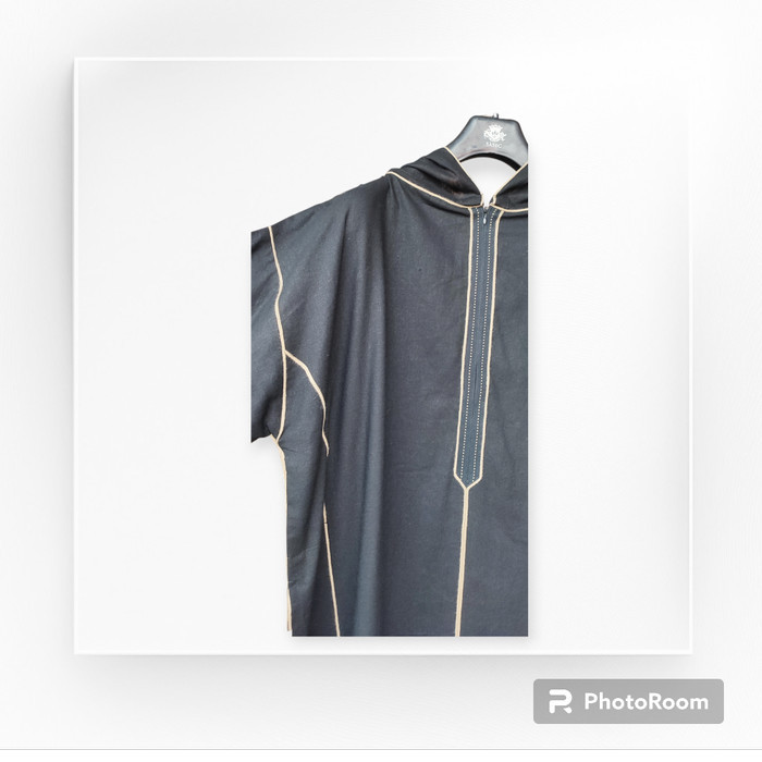 Gamis Hoodie/Kapucong/Djellaba Maroko/Jalabah Jubah Linenviscose Hitam {TerlarisBest Seller}