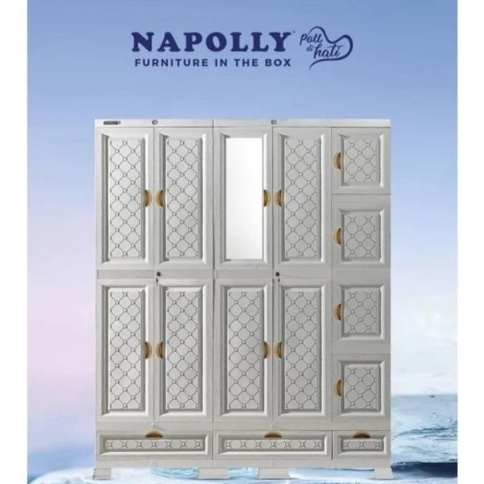 (Khusus Bogor) Lemari Pakaian Plastik Napolly 5 Pintu Jumbo Midicab 5412