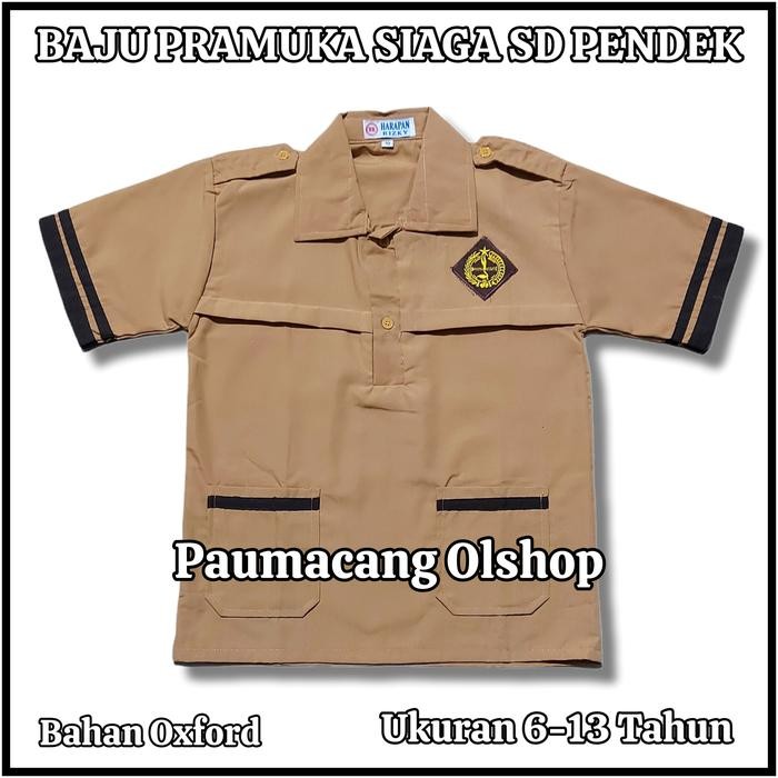 Setelan Seragam Pramuka Siaga PUTRI SD Baju Siaga Lengan Pendek Rok KULOT Cokelat Pendek