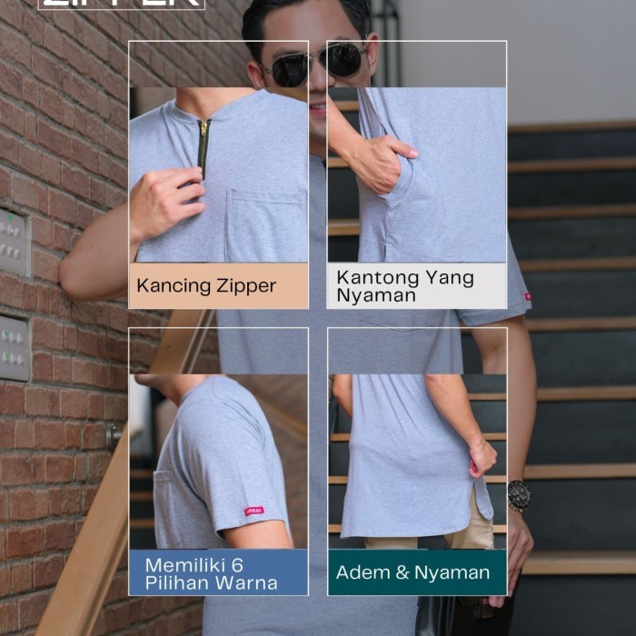 Kaos Gamis Ahad Zipper Pria Original (Ah02) {TerlarisBest Seller}