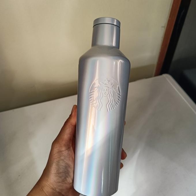 Grosir Starbucks X Corkcicle Silver Glossy Prismatic Tumbler