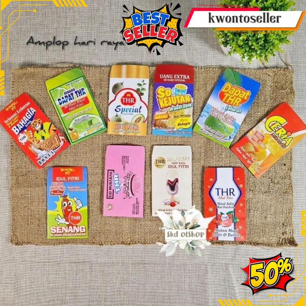 

100 Lembar Amplop Lebaran Idul Fitri Motif Snack Df2 Ukuran Medium Mix 10 Gambar Gratis Ongkir