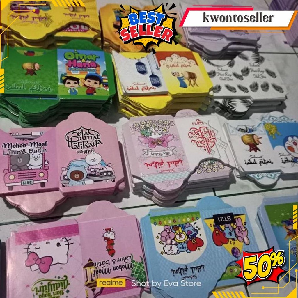 

100 Lembar Amplop Lebaran Ukuran 7X11,5Cm 1 Kg Islami Karakter Free Plastik Gratis Ongkir
