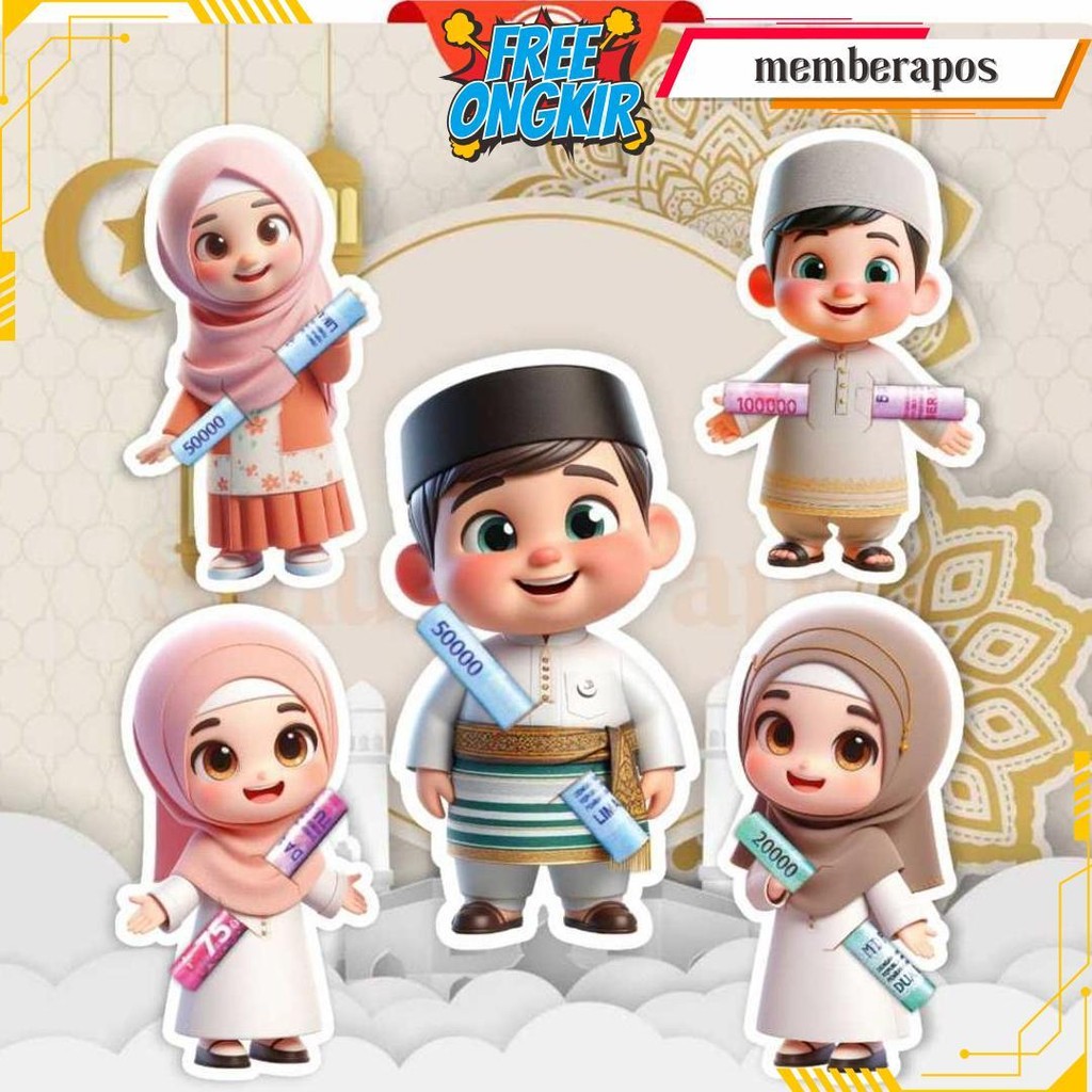 

5 Pack Amplop Lebaran 2025 Isi 50 Pcs Amplop Karakter Lucu Amplop Angpao Idul Fitri Lucu Siap Kirim