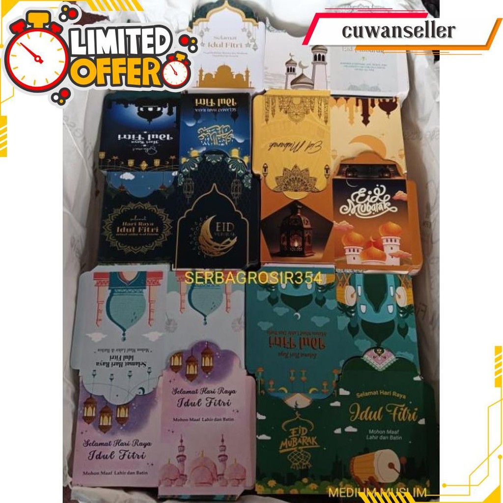 

100 Lembar Amplop Lebaran Ukuran 7X11,5Cm 1 Kg Islami Karakter Free Plastik Siap Kirim