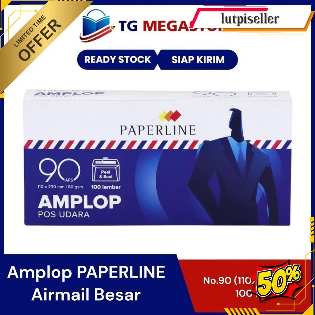 

Amplop Paperline Airmail Besar ( No.90 ) 110X230Mm - 100 Lbr Termurah Banget