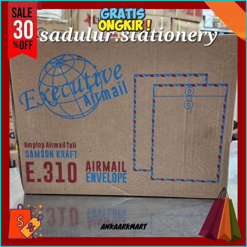 

Amplop Tali Airmail 310 Executive / Amplop Coklat Airmail 310 / Amplop Lamaran Kerja (1Dus Isi 50Pcs) Cod
