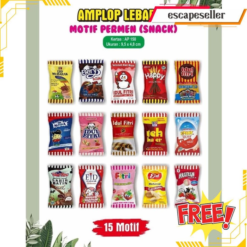 

Amplop Lebaran Permen Snack Viral Lucu Bahan Premium Tebal - Isi 10 Gratis Ongkir
