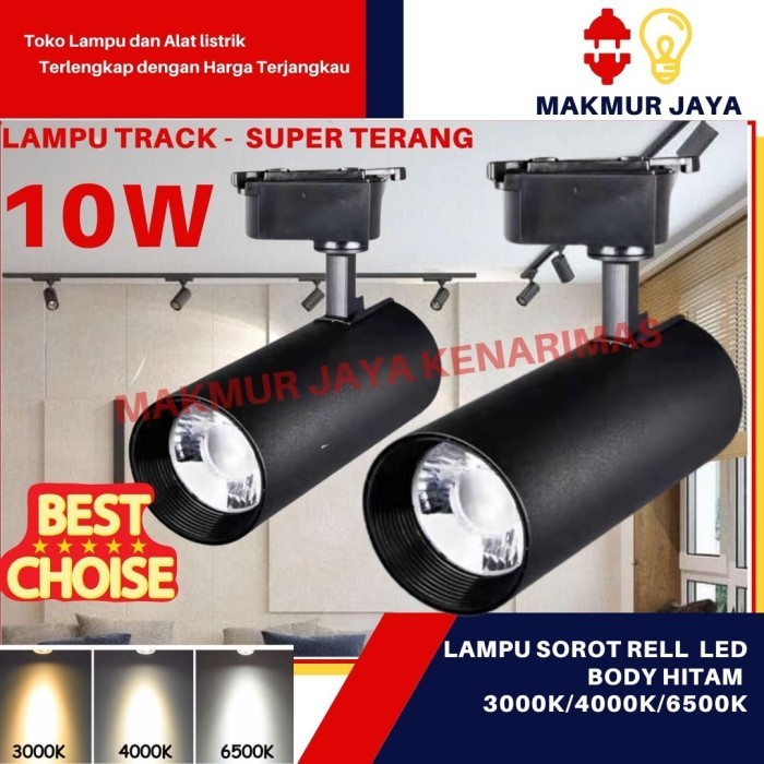 Lampu Track Led 10W Cob Lampu Spot Sorot 10 W Watt Rel Trek Led Hitam