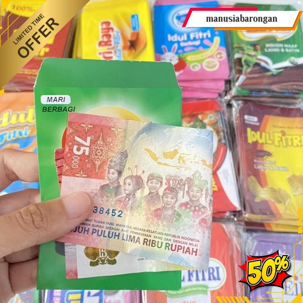 

[Isi 10] Uang Lipat Satu Kali Amplop Lebaran Variasi Snack Bisa Cod