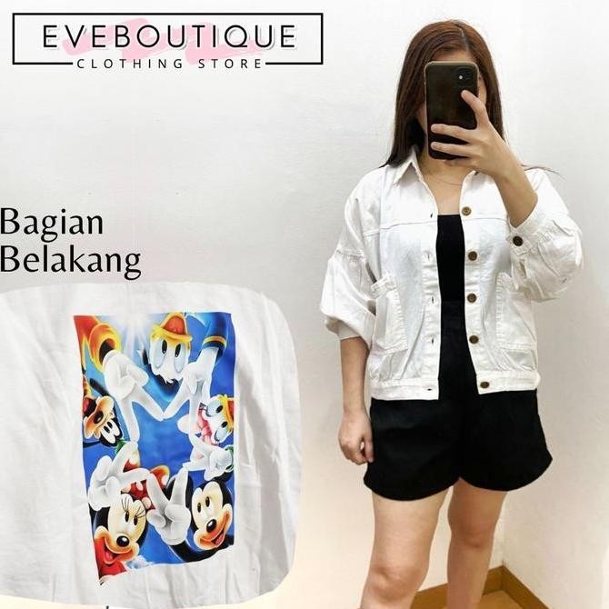 Promo Jaket Jumbo Crop Denim Jeans Austine White