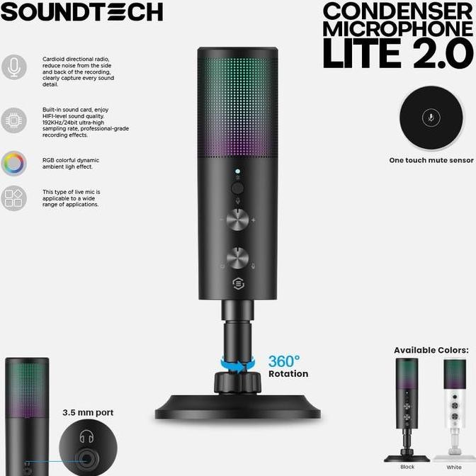 SOUNDTECH LITE 2.0 CARDIOID MICROPHONE CONDENSER USB STAND FOR PC