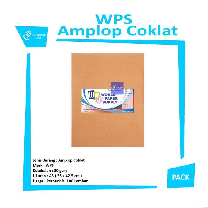 

WPS Amplop Coklat Ukuran A3 [ 33 x 42,5 cm ] - Pack