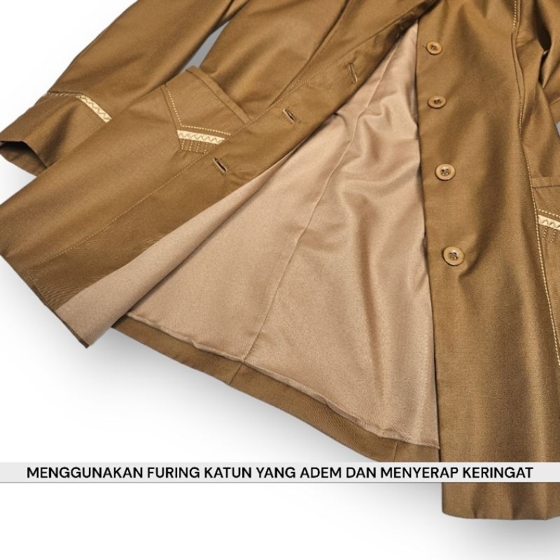 BIG PROMO [01] A&Y Blazer Baju Seragam PDH Guru / PNS Wanita Warna Khaki Tua & Khaki Muda BAHAN