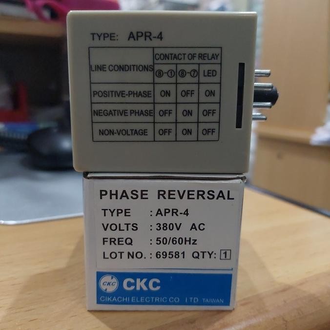 CKC PHASE CONTROLLER REVERSAL RELAY APR-4 / APR4 / APR 4 380V 8 PIN SETARA RAYS ANLY ANV 380VAC 8P