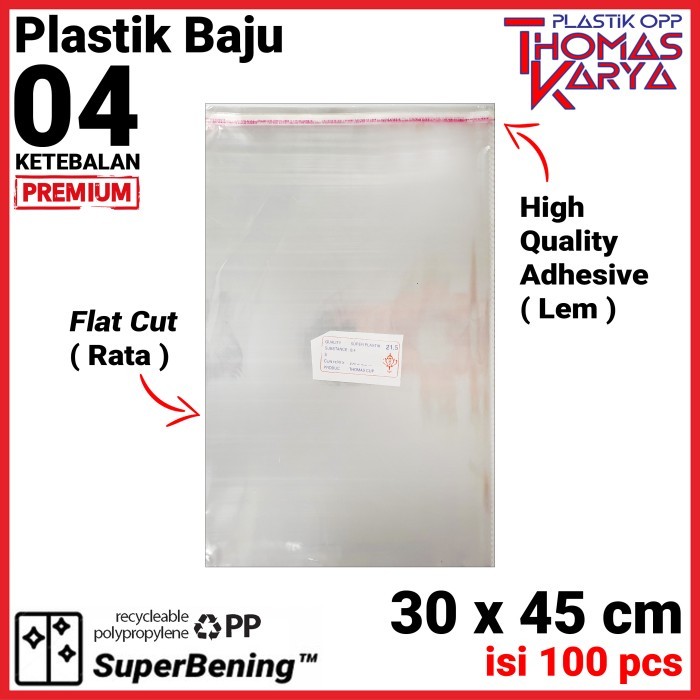 

30X45 Cm Plastik Opp Tebal (Lem) Plastik Baju Plastik Jaket Jacket