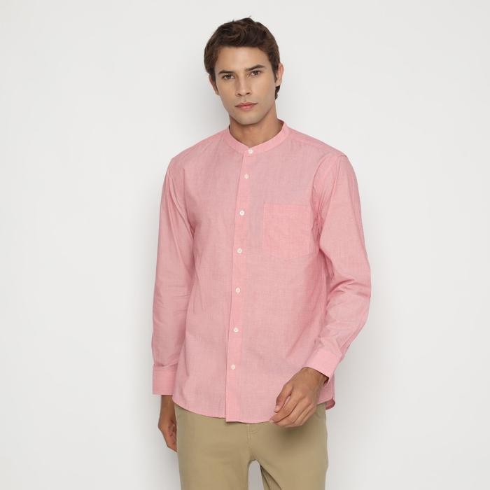 Platini Kemeja Koko Pria Lengan Panjang Katun Pink 961274