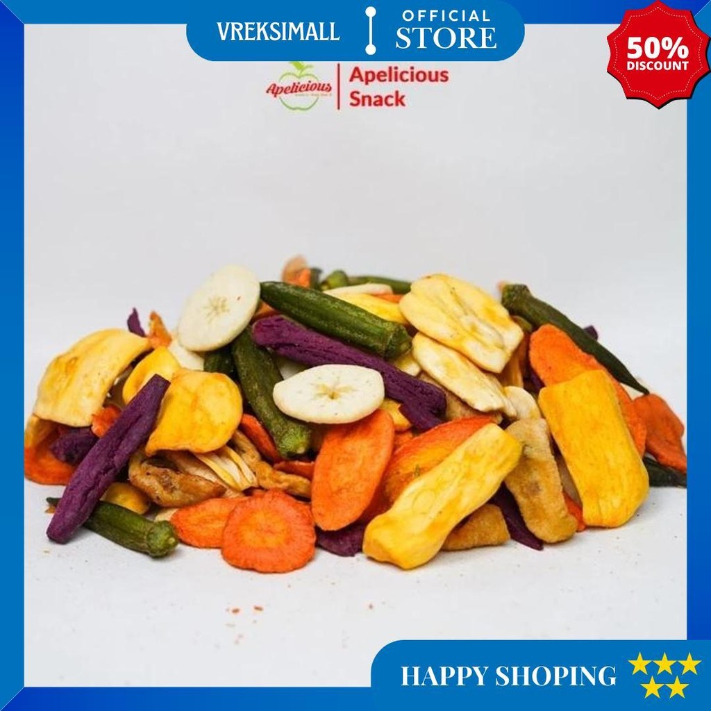 

Apelicious - Keripik Buah Sayur Mix 350G Fruta/Kripik Buah Mix 250G (Mix 6 Buah) Cemilan Snack Sehat D Cod