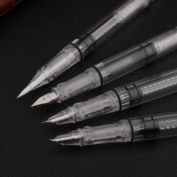 

HOT SALE! Transparent Fountain Pen Signature Fude Soft Nib Spin Brush Calligraphy Color Ink Pens